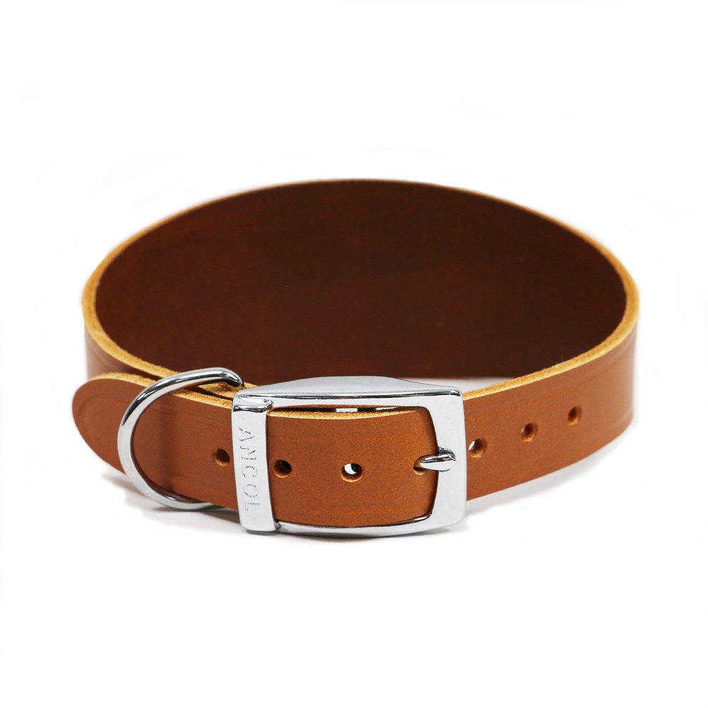 Ancol Whippet Leather Collar Tan - 30-34cm