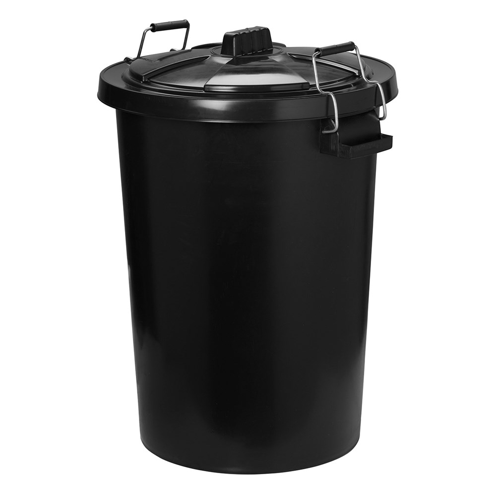ProStable Dustbin c/w Locking Lid Black - 90 Lt