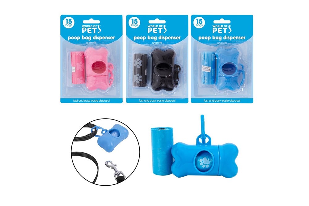 World of pets Poop Bag Dispenser And Refill Assotred Colours