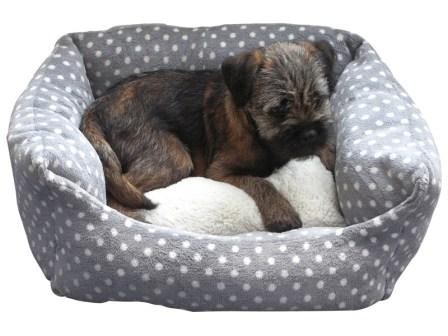 Grey And Cream Spot 16" Dog Bed