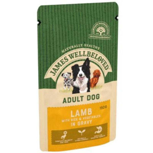 James Wellbeloved Dog Pouch Adult Lamb and Rice 150g