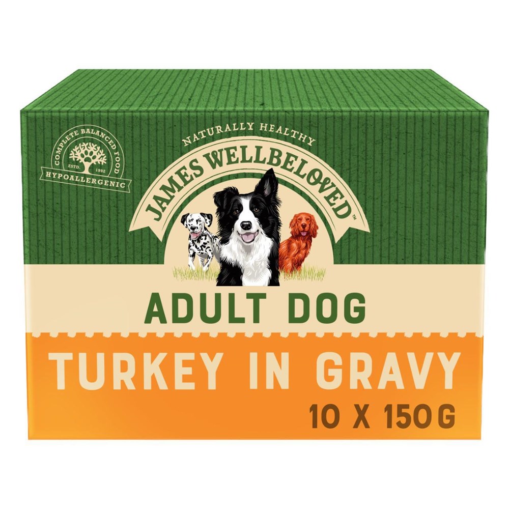 James Wellbeloved Adult Pouches Turkey and Rice 10x150g Wet Dog Food