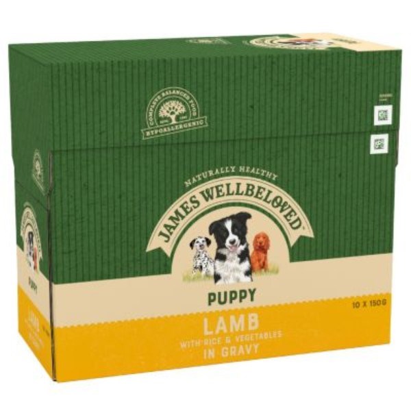 James Wellbeloved Puppy Pouch Lamb and Rice 10x150g