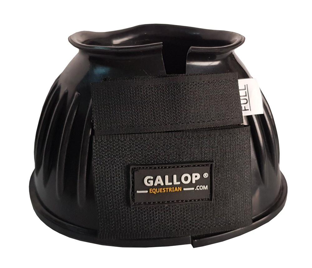 Gallop Double Taped PVC Ribbed Over Reach Boots Black Pony