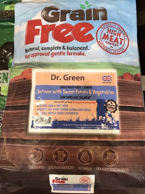 Dr Green Grain Free Large Breed Puppy/Junior Salmon 2kg - 12kg