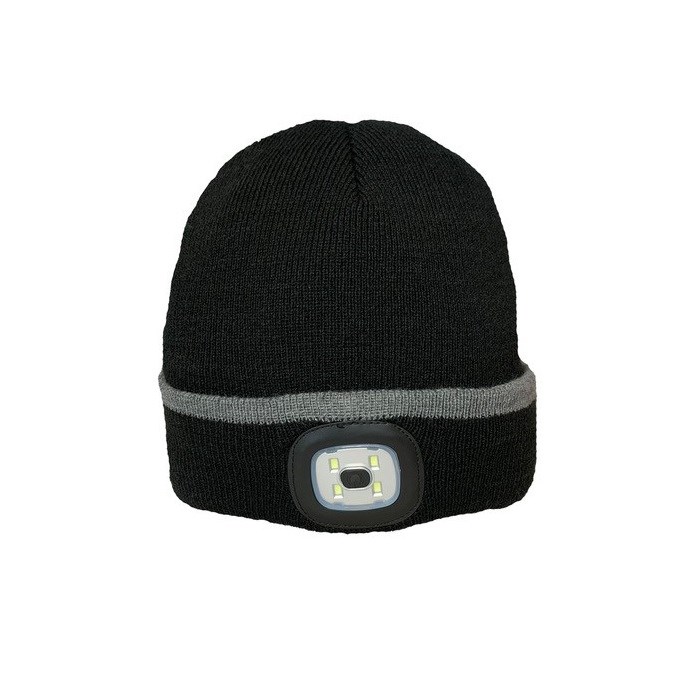 Unisex Plain LED Beanie Hat - Black