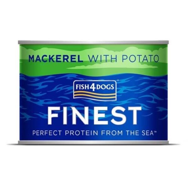 Fish4Dogs Finest Mackerel With Potato Wet Complete 185g Tin