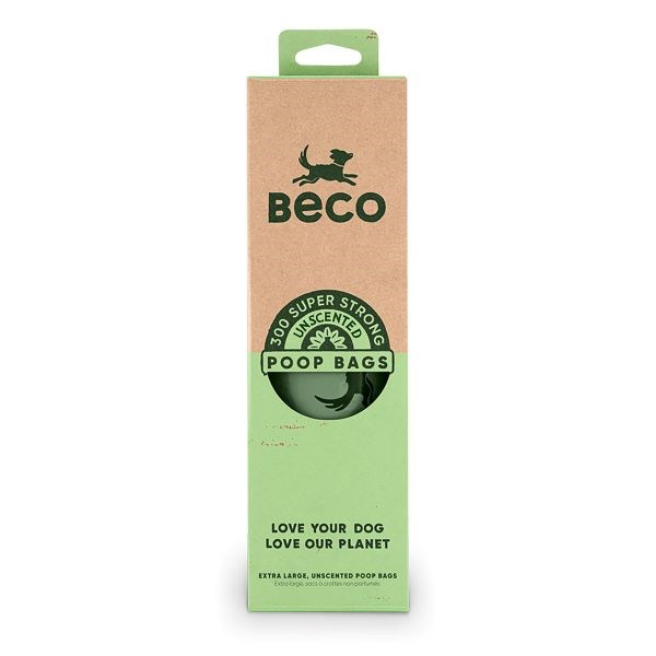 Beco Poop Bags, Unscented, 300 Roll, Big, Strong and Leak-Proof