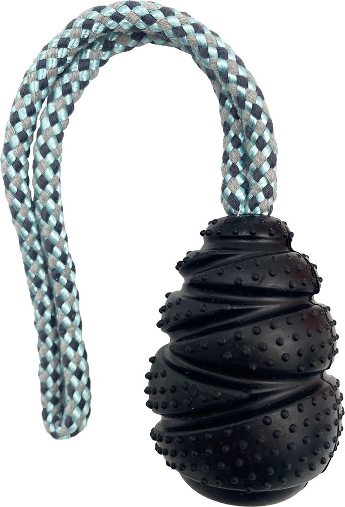 TPR Cone With Rope Small Dog Toy Assorted Colour Red/Black or Orange