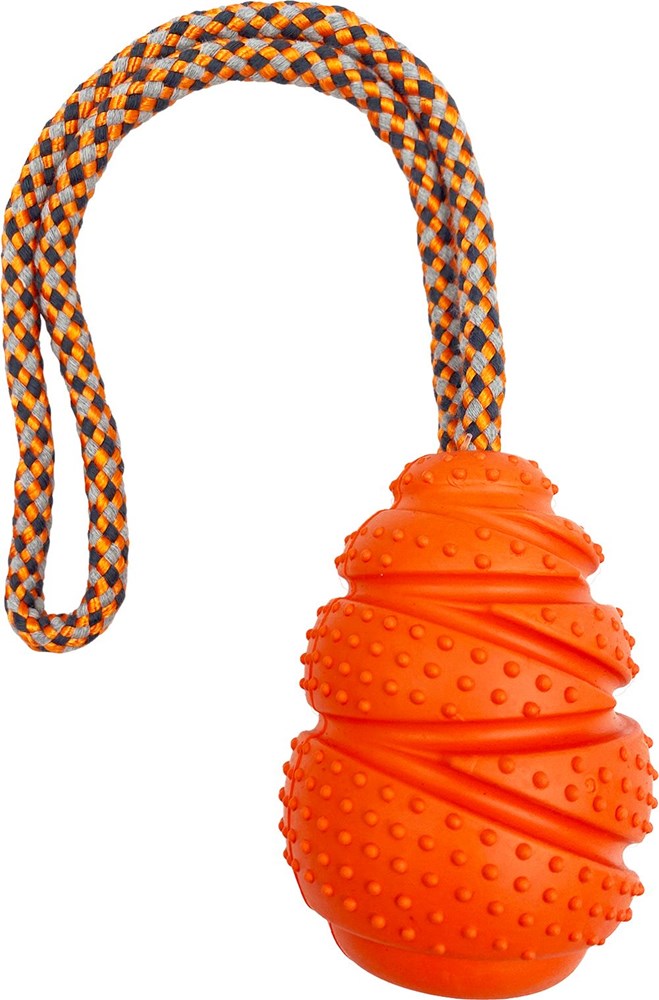 TPR Cone With Rope Medium Dog Toy Assorted Colour Red/Black or Orange