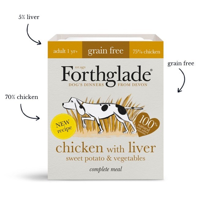 Forthglade Complete Meal Chicken Liver Sweet Potato Grain Free 395g