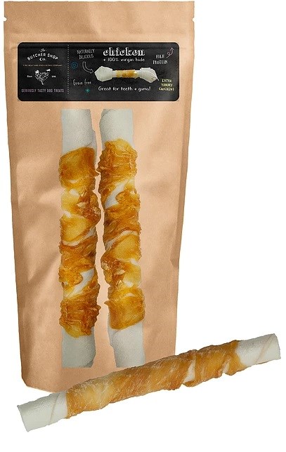 Butcher 10" White Twisted Stick with Chicken 2 Pack