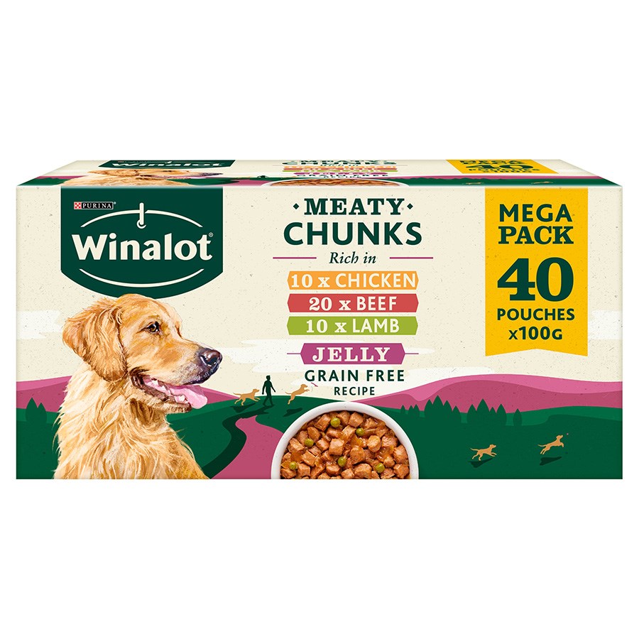 Winalot Wet Dog Food Pouches Mixed in Jelly 40x100g (Grain Free)