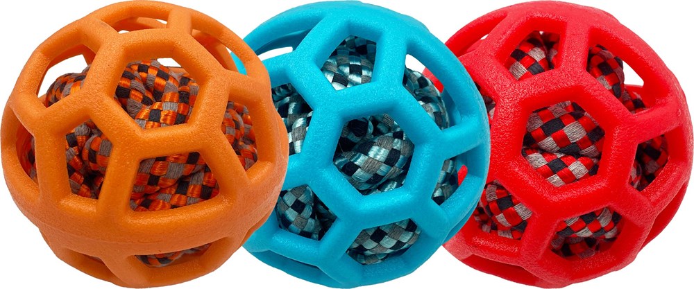 TPR 9cm Holey Ball with Rope Ball Inside