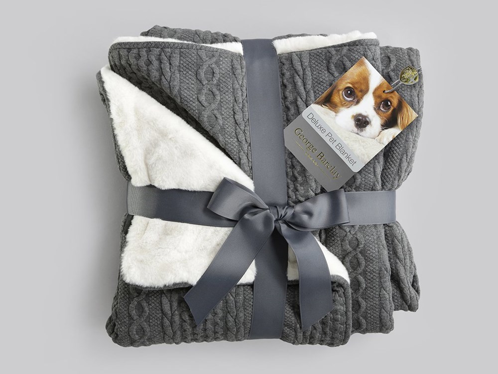 George Barclay Aran Knit Deluxe Pet Blanket Charcoal XL