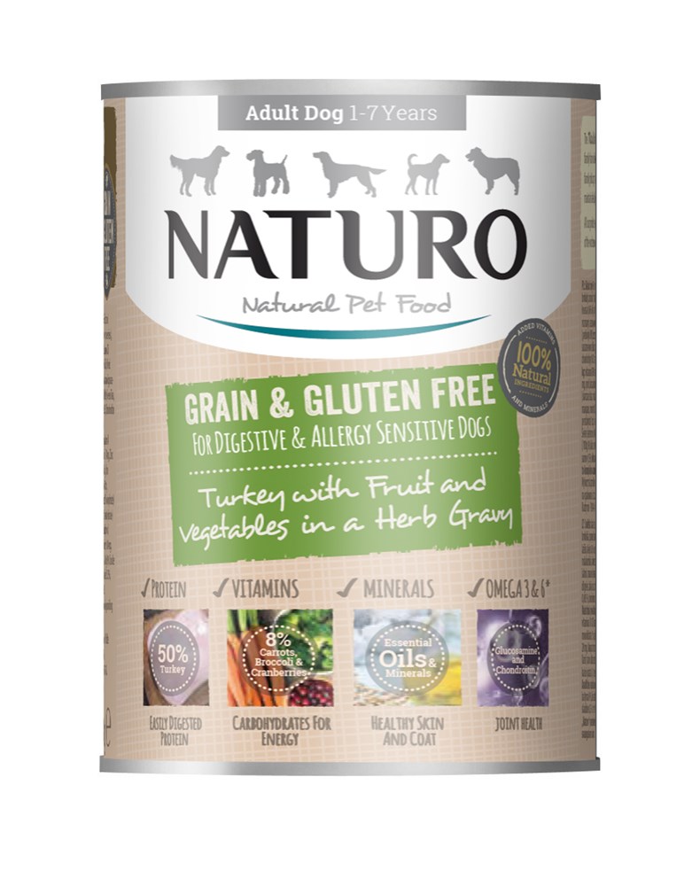 Naturo Adult Dog Grain & Gluten Free Turkey in a Herb Gravy 390g