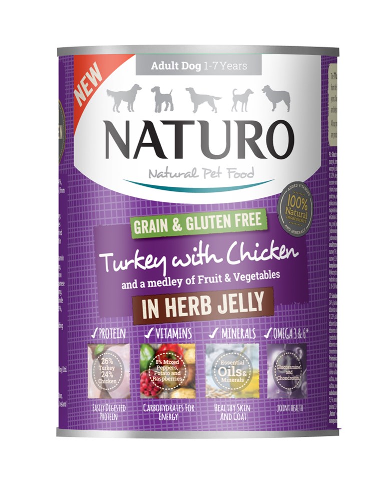 Naturo Adult Dog Grain & Gluten Free Turkey with Chicken in a Herb Jelly 390g