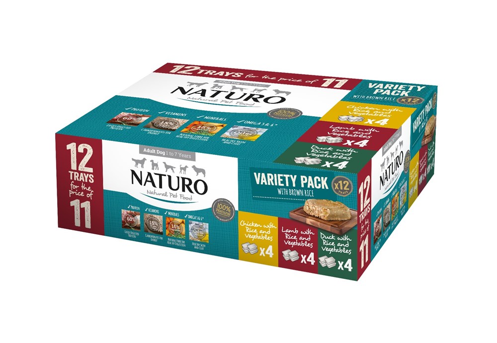 Naturo Adult Dog with Rice 400g x 12 pack Variety Trays