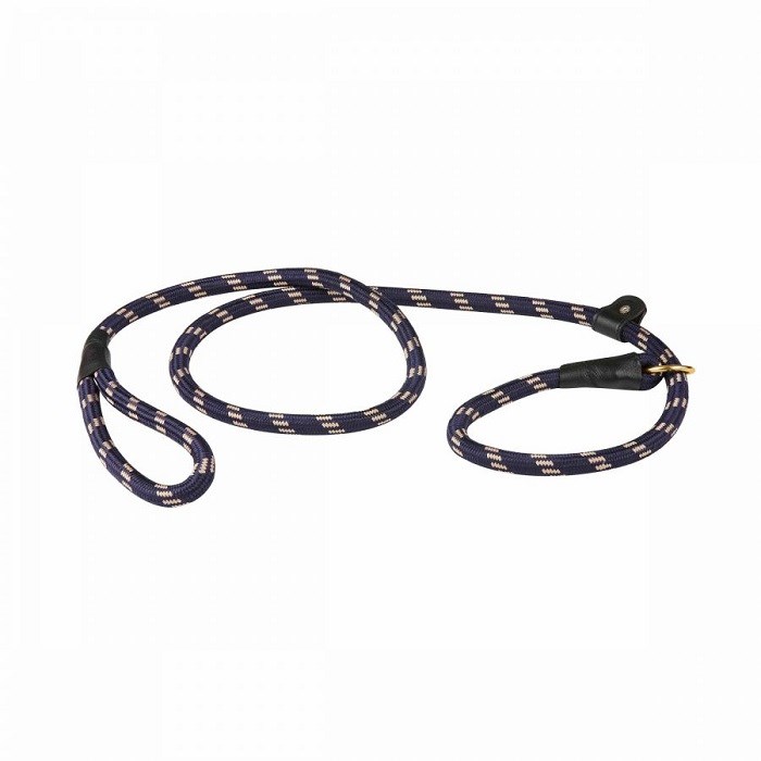 Weatherbeeta Rope Leather Slip Lead Navy/Brown Small