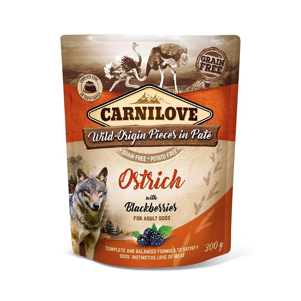Carnilove Dog Pouch Ostrich with Blackberries 300g