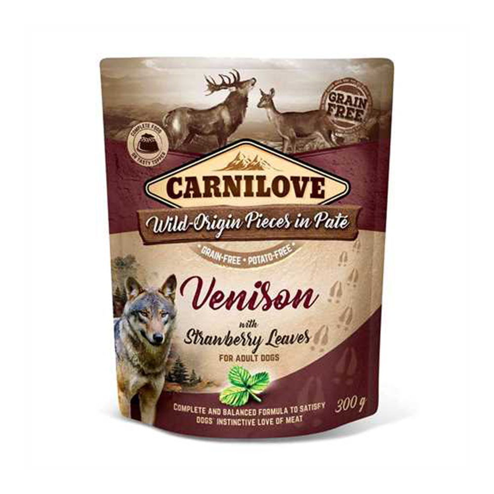 Carnilove Dog Pouch Venison with Strawberry Leaves 300g