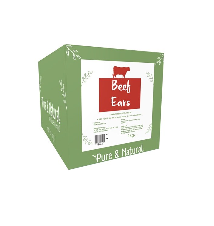 Pure & Natural Beef Ears Natural 1kg Box