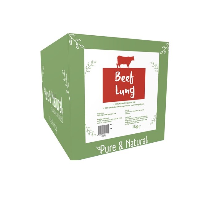 Pure & Natural Beef Lung 12cm 1kg Box