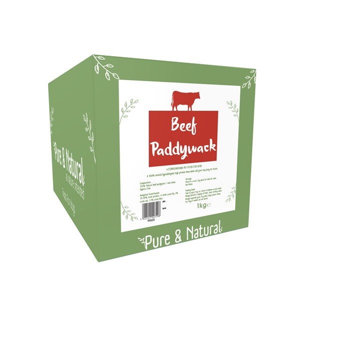 Pure & Natural Beef Neck Paddywack 12cm 1kg Box
