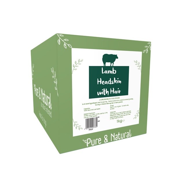 Pure & Natural Lamb Headskin With Hair 1kg Box
