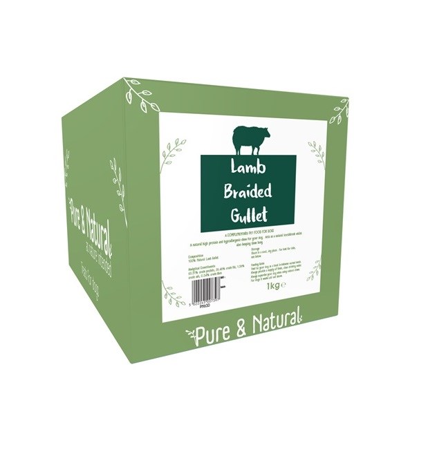 Pure & Natural Lamb Gullet Braided 1kg Box