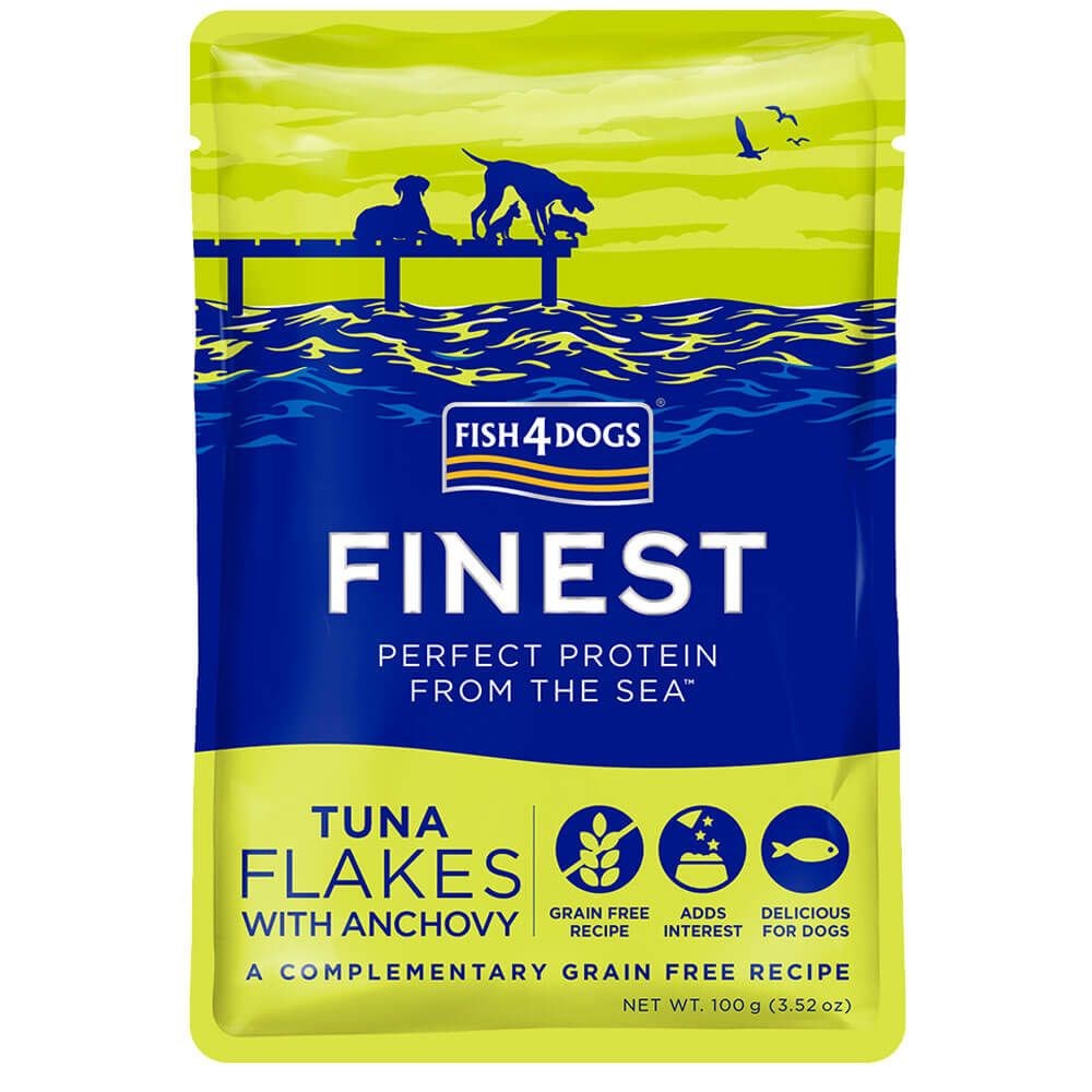 Fish 4 Dogs Finest Tuna Flakes With Anchovy Pouches 100g