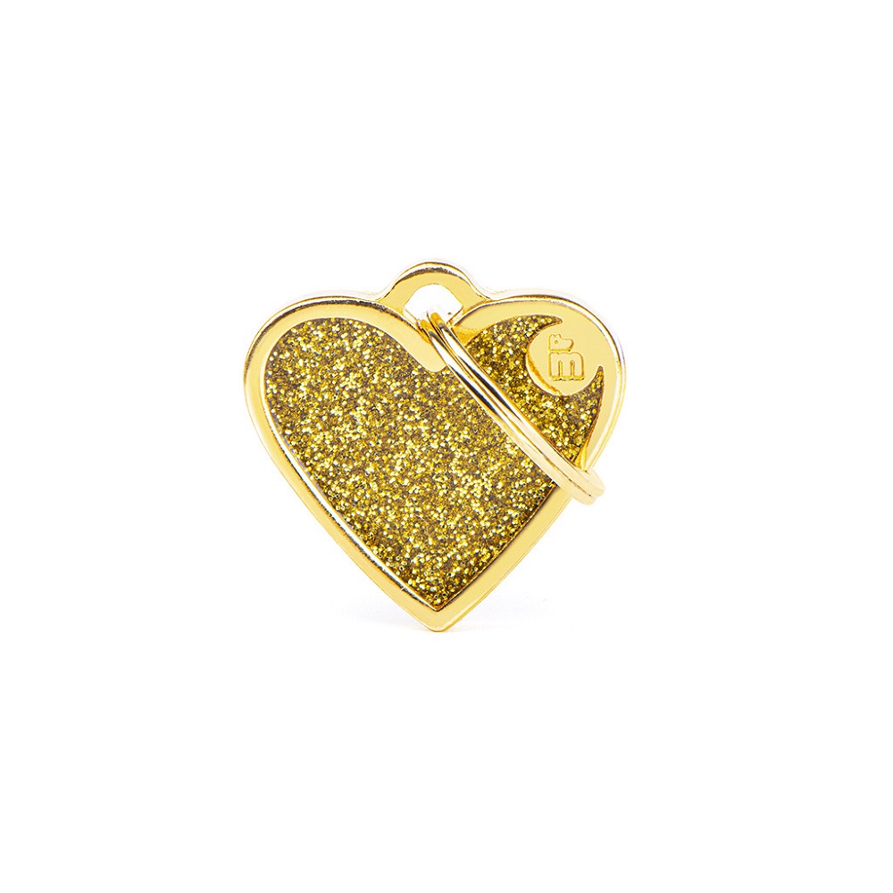 My Family Pet Tag - Glitter Gold Heart Small