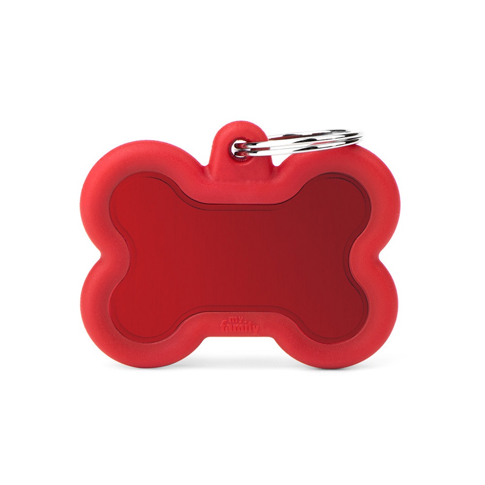 My Family Pet Tag - Red Rubber Bone