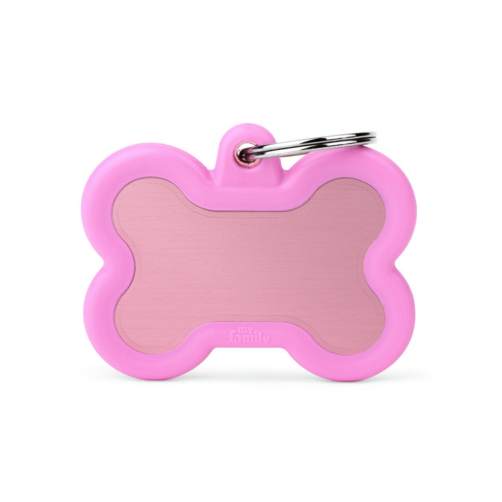 My Family Pet Tag - Pink Rubber Bone