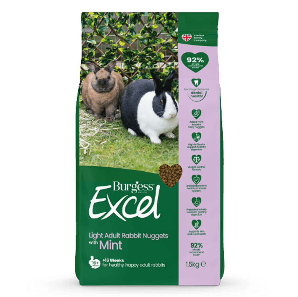 Burgess Excel Rabbit Light Adult Nuggets with Mint  - 1.5 kg