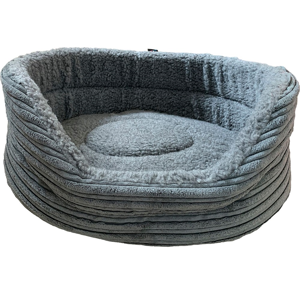 Luxury Jumbo Cord Oval Bed Grey - Medium