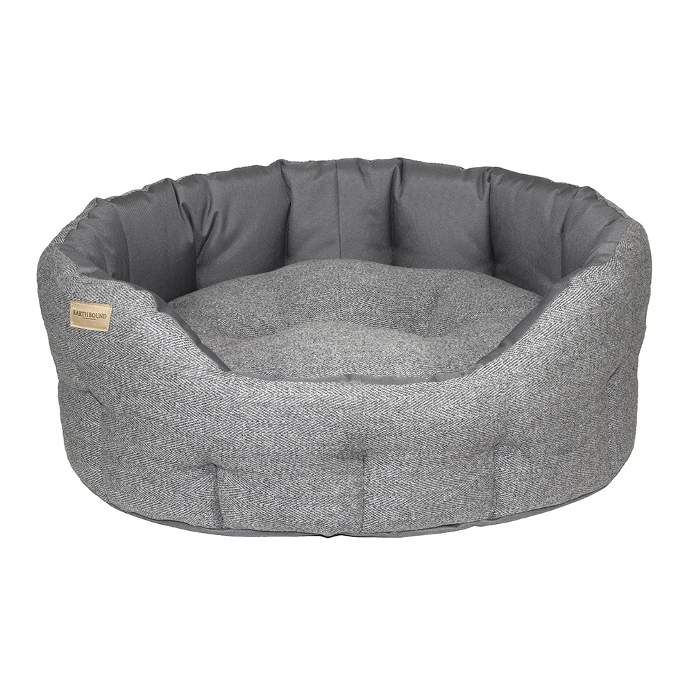 Traditional Tweed & Waterproof Bed Steel Grey - Small