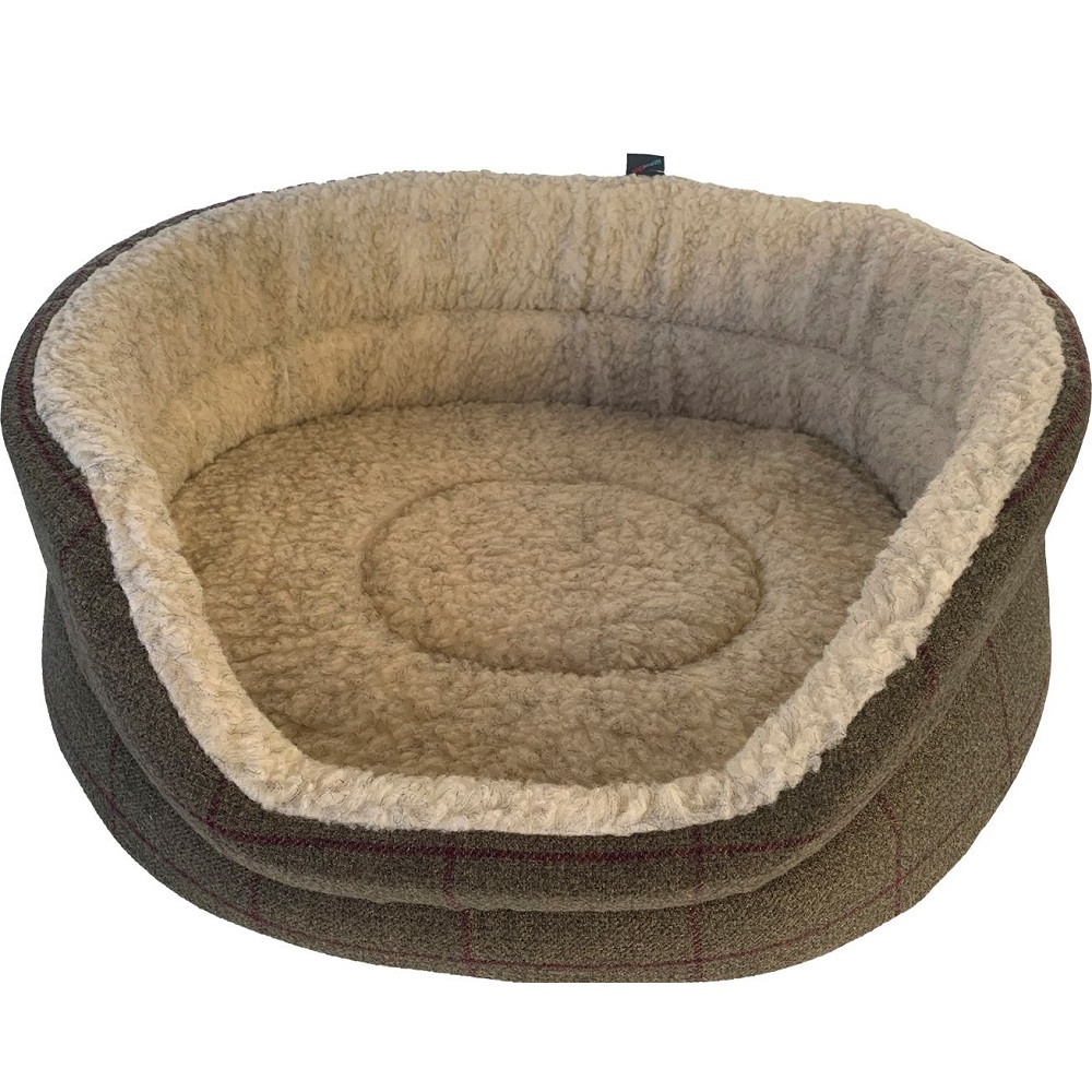 Check Oval Bed Berry/Cream - Large (32")