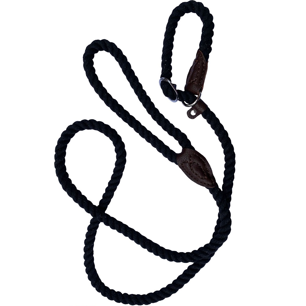Cotton Slip Rope Lead Black 10mmx150cm