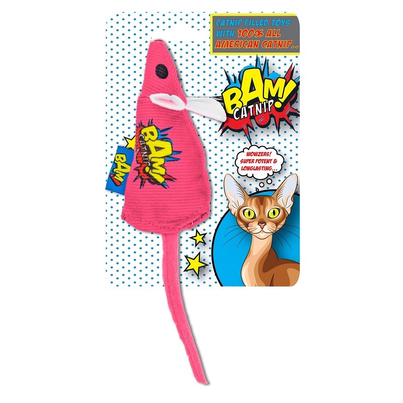 BAM! Catnip Filled Pink Mouse Toy