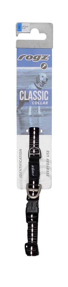 Rogz Classic Collar Black - Small (20-31cm)