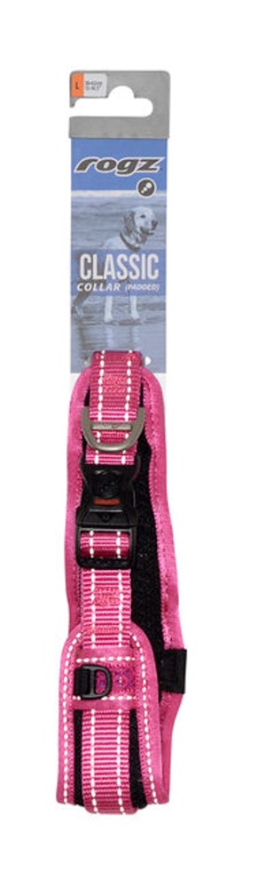 Rogz Classic Padded Collar Pink - Large (30-42cm)