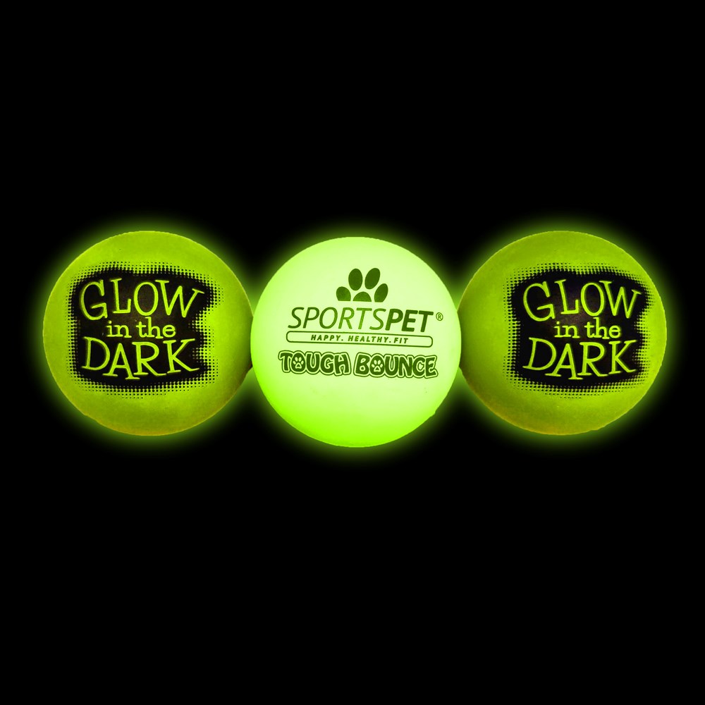 Sportspet Tough Bounce Ball Glow In The Dark 3pk