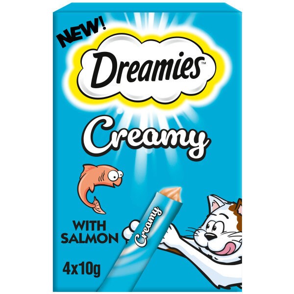 Dreamies creamy with scrumptious salmon 4 X 10g