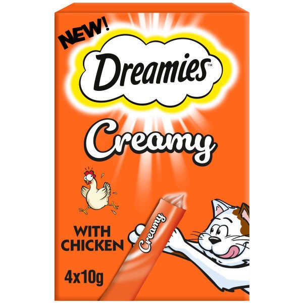 dreamies creamy with chicken 4 x 10g