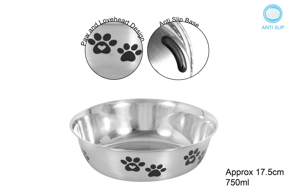 Polished Stainless Steel Pet Bowl 17.5