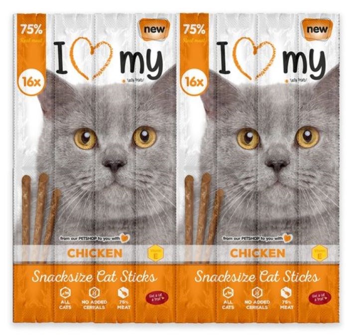 I Love My Cat Sticks - Chicken - 16 Pack