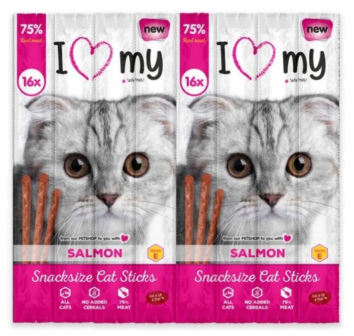 I Love My Pets Cat Sticks - Salmon - 16 Pack