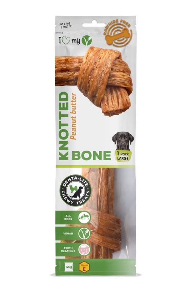 I Love My Pets Knotted Bone Peanut Butter Large 1 Piece 120g