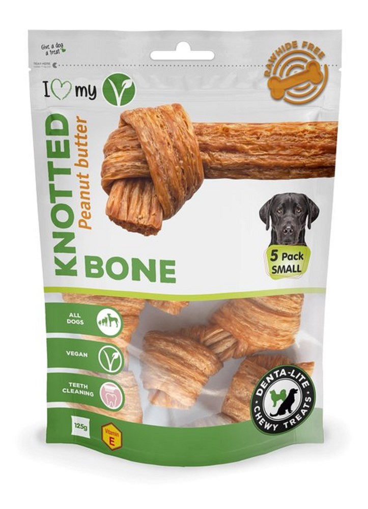 I Love My Pets Knotted Bone Peanut Butter Small 5 Piece 120g